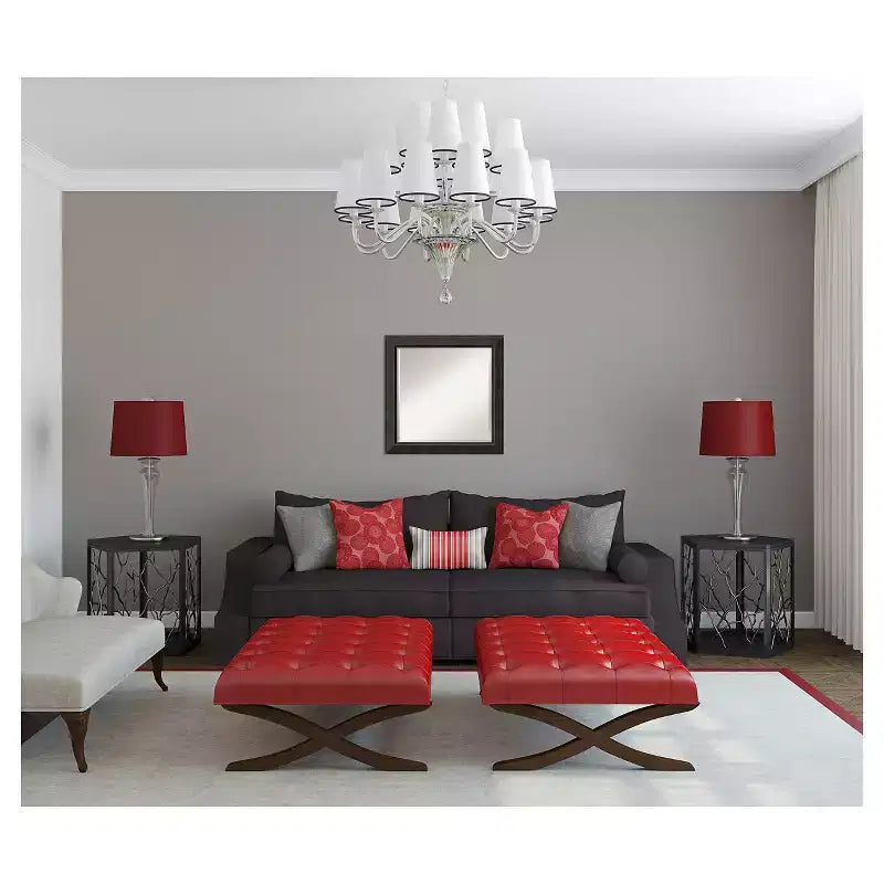 Miroir mural en bois avec cadre en bronze