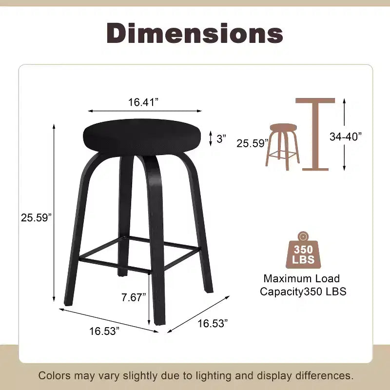 Tabourets de bar pivotants en bois et tissu d'ameublement
