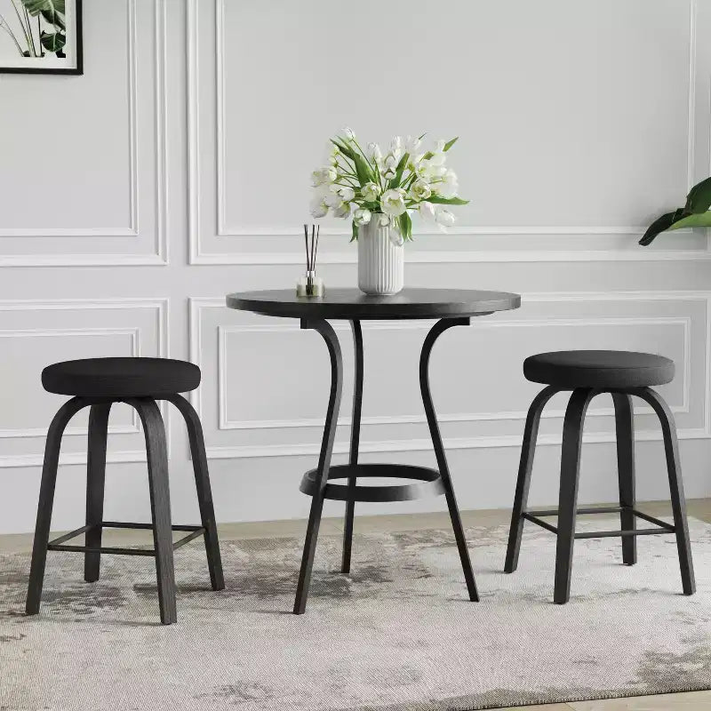 Tabourets de bar pivotants en bois et tissu d'ameublement