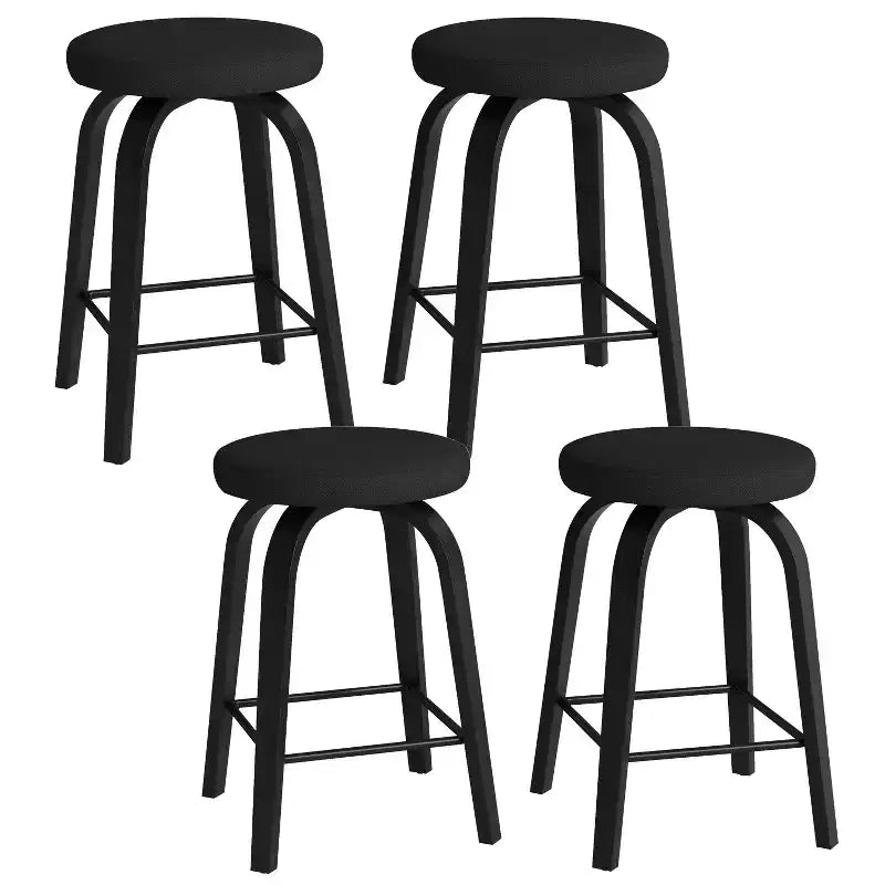 Tabourets de bar pivotants en bois et tissu d'ameublement