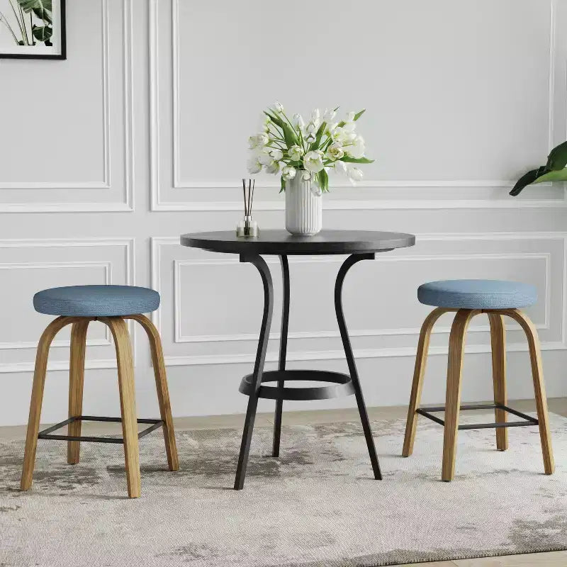 Tabourets de bar pivotants en bois et tissu d'ameublement