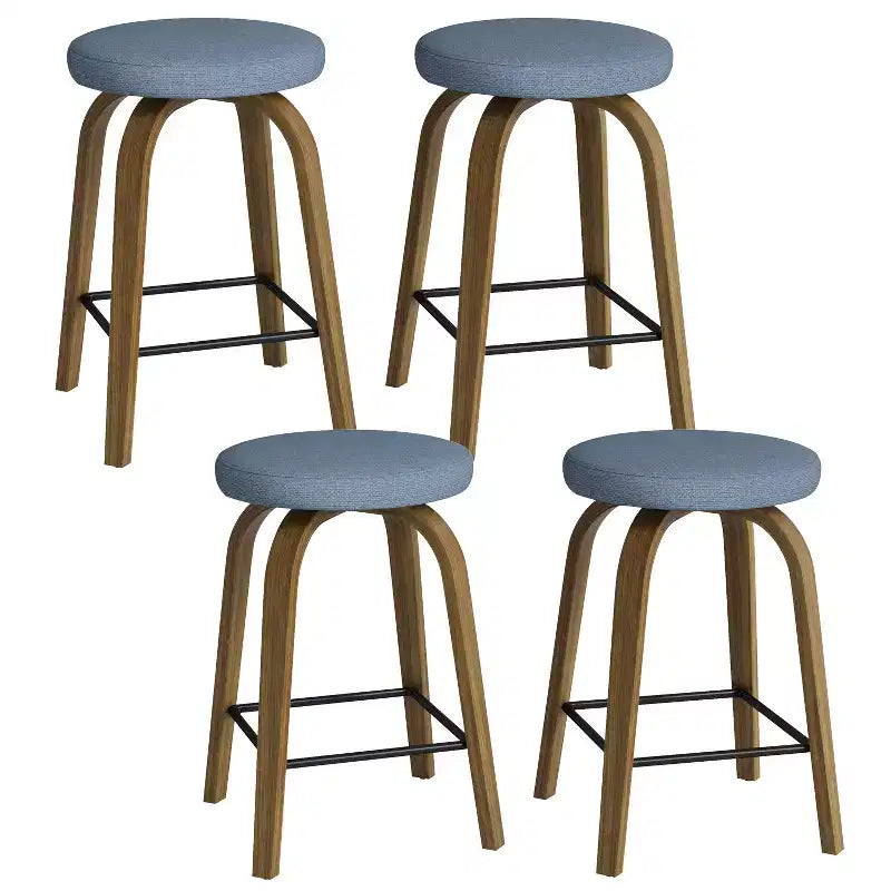 Tabourets de bar pivotants en bois et tissu d'ameublement