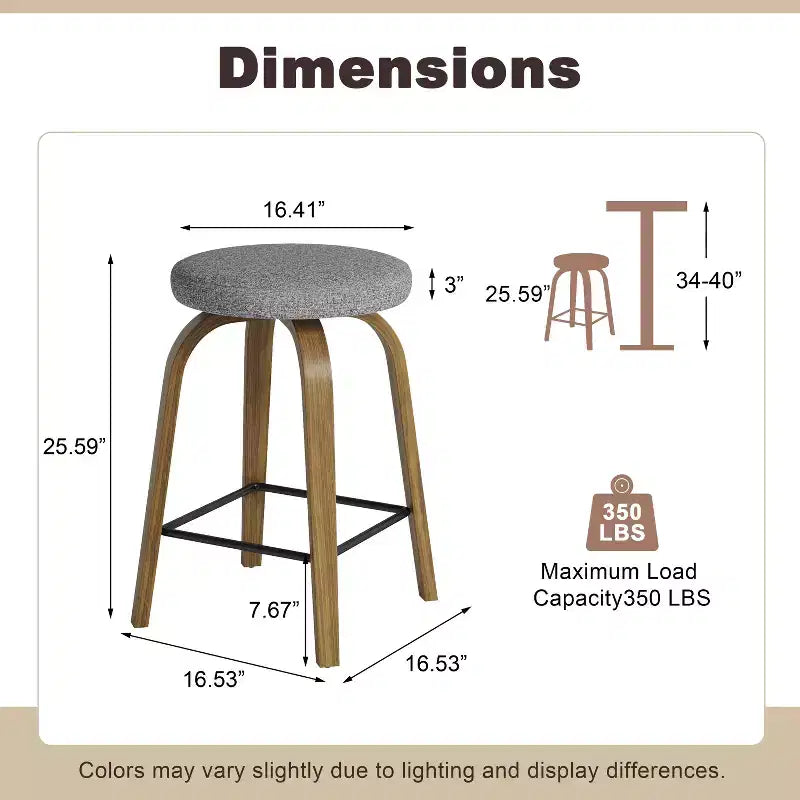 Tabourets de bar pivotants en bois et tissu d'ameublement