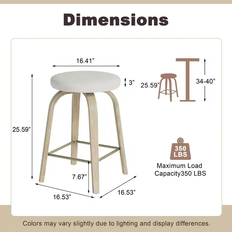 Tabourets de bar pivotants en bois et tissu d'ameublement