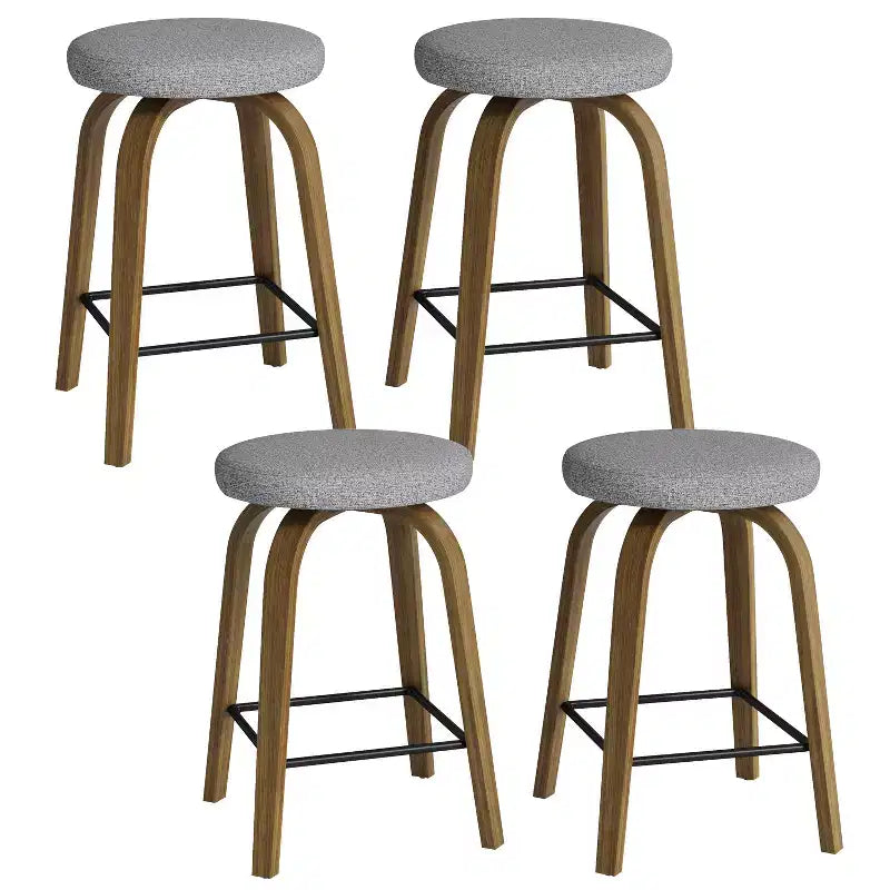 Tabourets de bar pivotants en bois et tissu d'ameublement