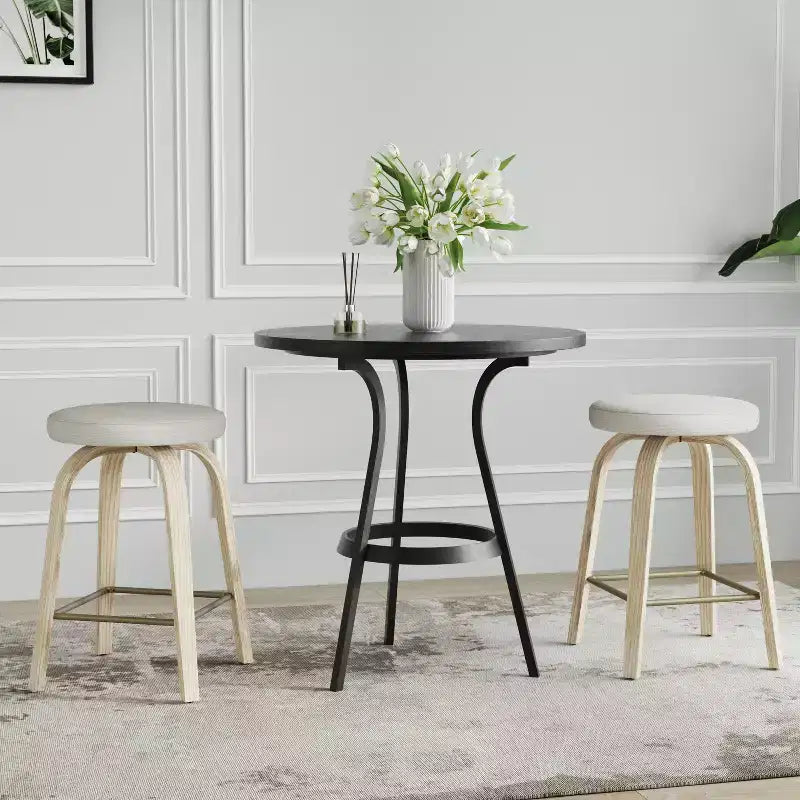 Tabourets de bar pivotants en bois et tissu d'ameublement