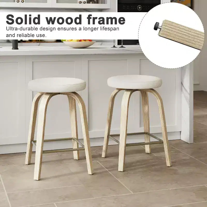 Tabourets de bar pivotants en bois et tissu d'ameublement
