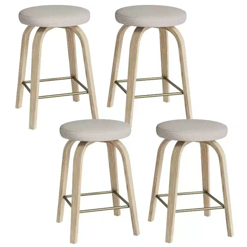 Tabourets de bar pivotants en bois et tissu d'ameublement