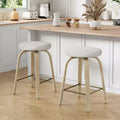 GDFStudio Trollpoe Modern Wood and Fabric Upholstered Swivel Bar Stools Set of 2