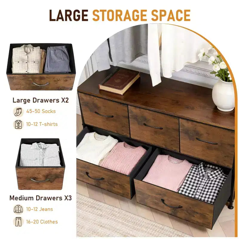 Coiffeuse à 5 tiroirs avec armoire de rangement à cadre métallique