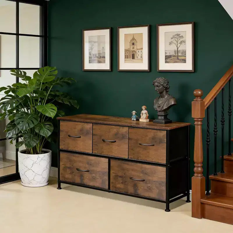 Coiffeuse à 5 tiroirs avec armoire de rangement à cadre métallique