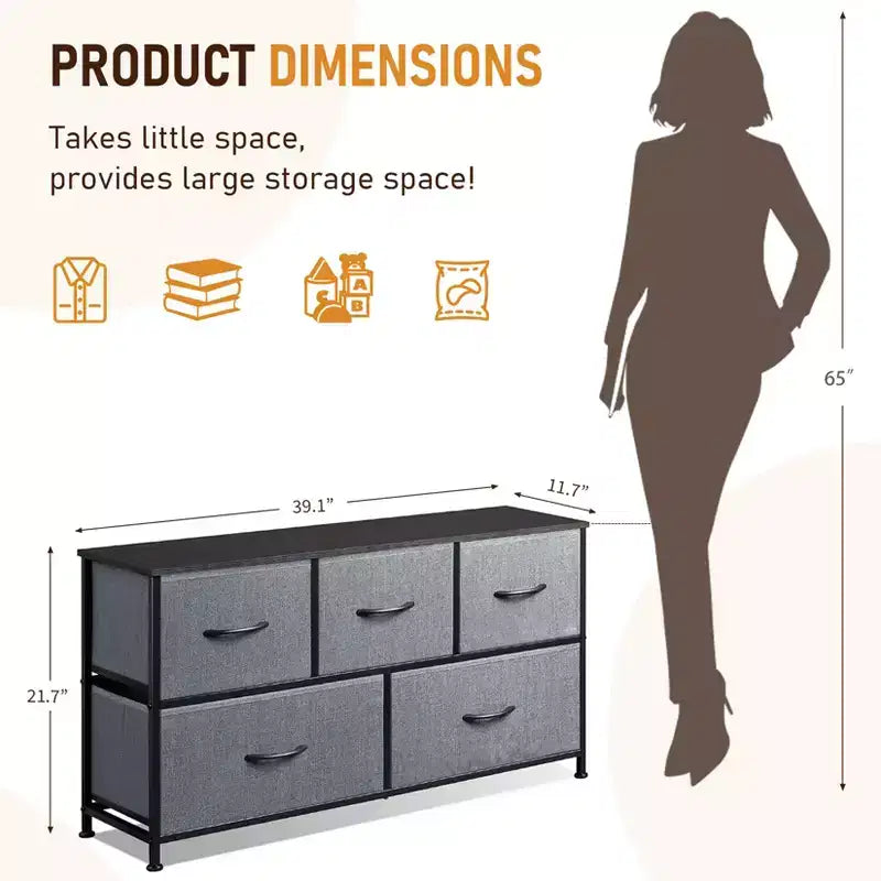 Coiffeuse à 5 tiroirs avec armoire de rangement à cadre métallique