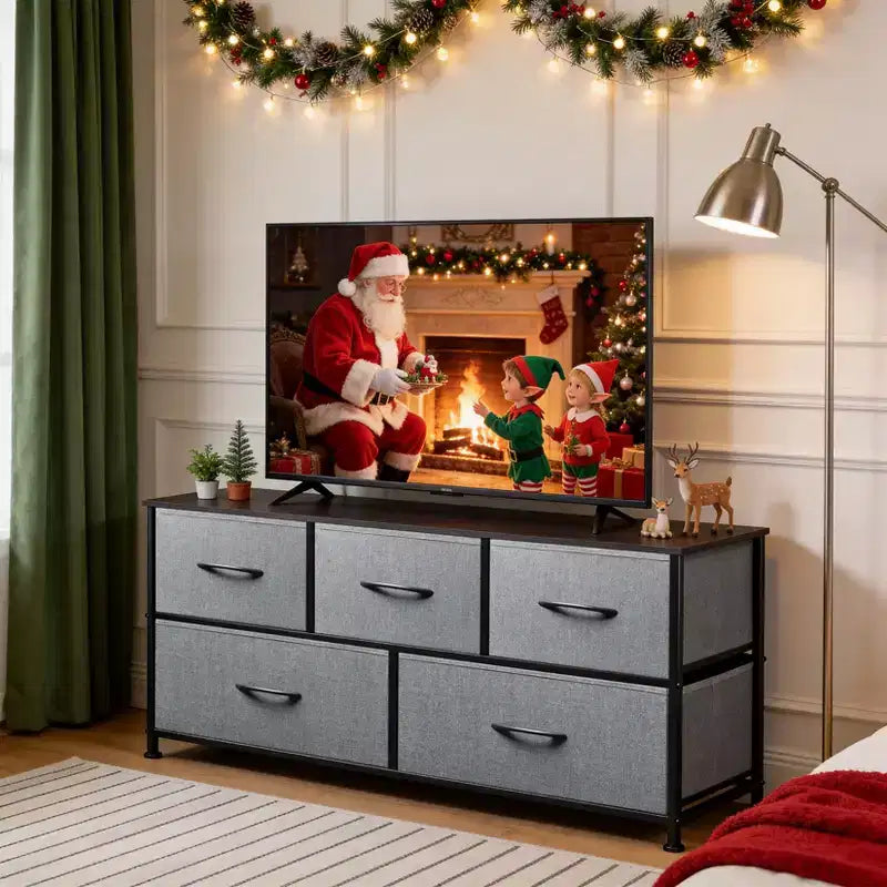 Coiffeuse à 5 tiroirs avec armoire de rangement à cadre métallique