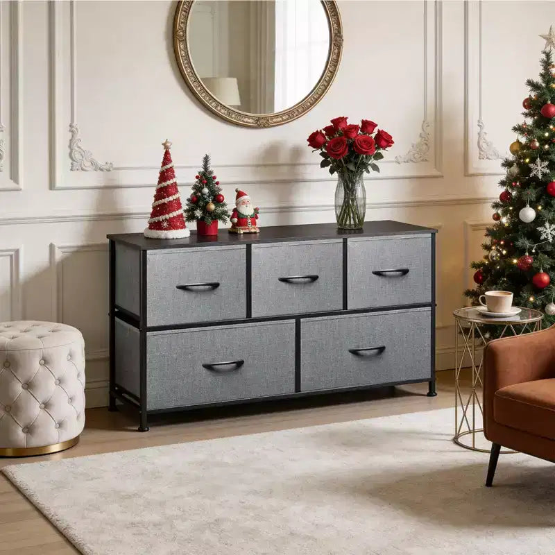 Coiffeuse à 5 tiroirs avec armoire de rangement à cadre métallique