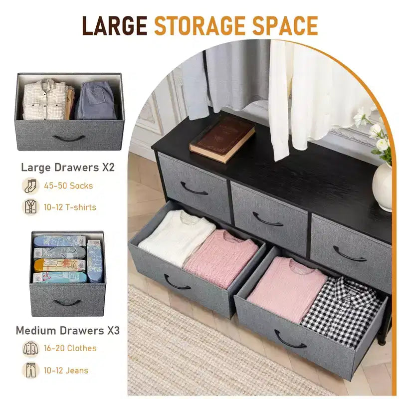 Coiffeuse à 5 tiroirs avec armoire de rangement à cadre métallique