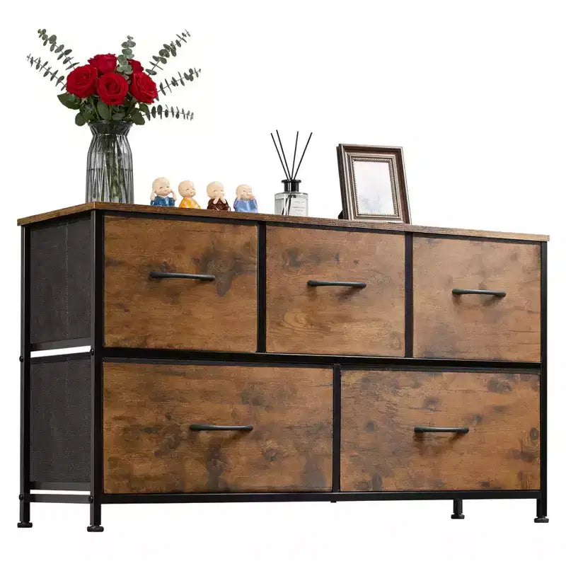 Coiffeuse à 5 tiroirs avec armoire de rangement à cadre métallique