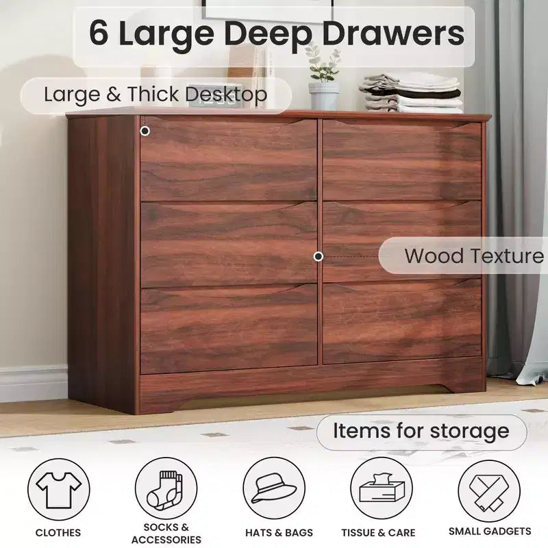 Meuble de rangement à double tiroir en bois pour chambre à coucher