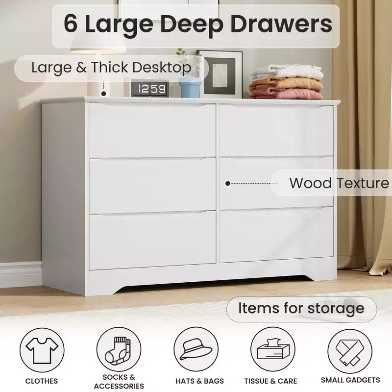 Meuble de rangement à double tiroir en bois pour chambre à coucher