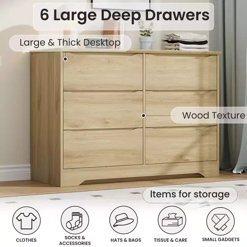 Meuble de rangement à double tiroir en bois pour chambre à coucher