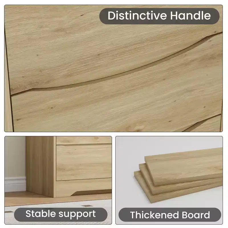 Meuble de rangement à double tiroir en bois pour chambre à coucher