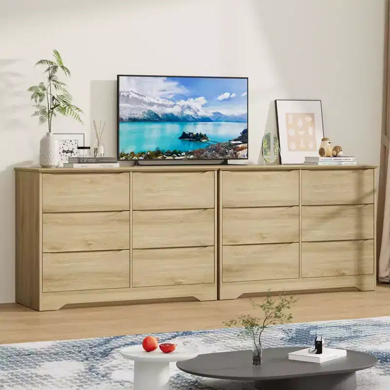 Meuble de rangement à double tiroir en bois pour chambre à coucher