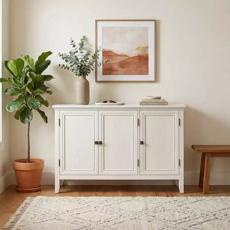 FurnitureR 47 Storage Sideboard Cabinet with 3 Doors Modern Buffet Cabinet for Dining Room Kitchen Console Accent Cabinet with Adjustable Shelves
