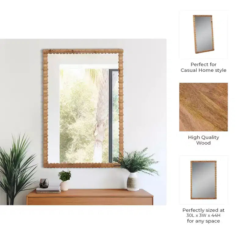 Miroir mural rectangulaire en bois sculpté