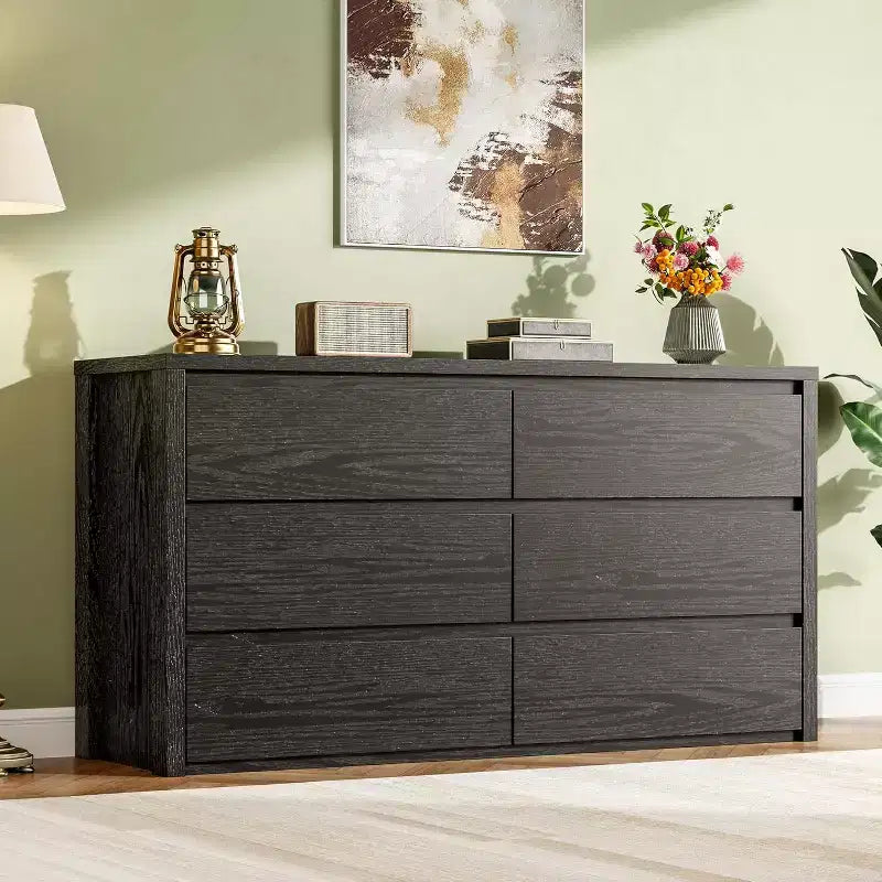 Modern Handle-Free 6 Drawer Dresser Modern Dresser Storage Cabinet for Living Room Hallway Entryway