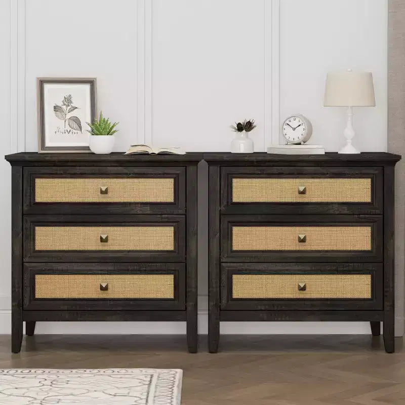 Coiffeuse en osier, table de chevet