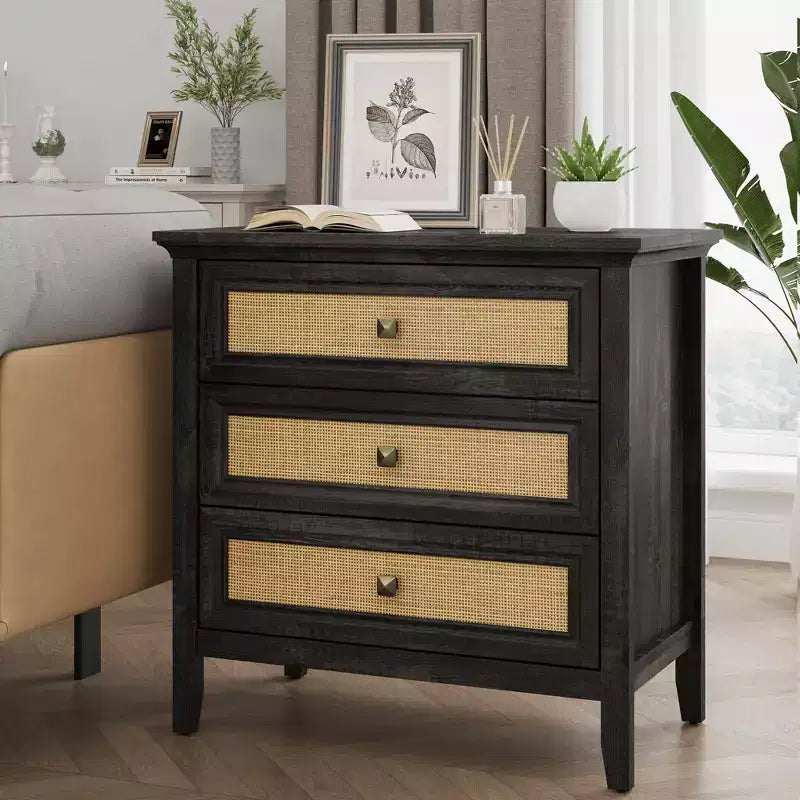 Coiffeuse en osier, table de chevet