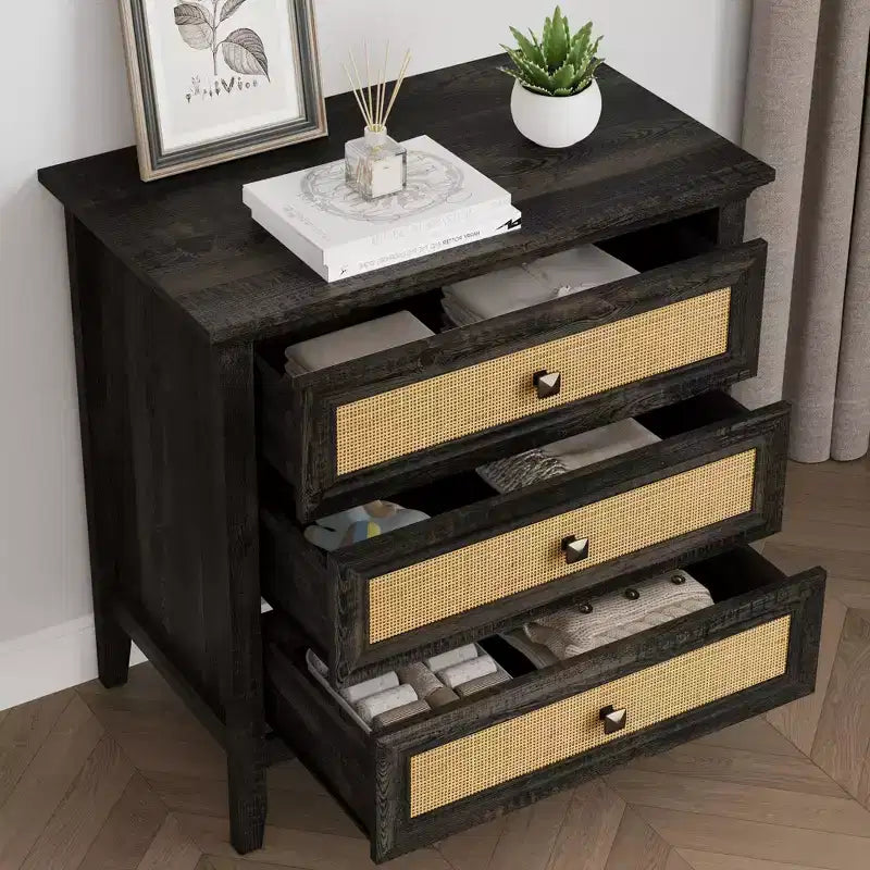 Coiffeuse en osier, table de chevet