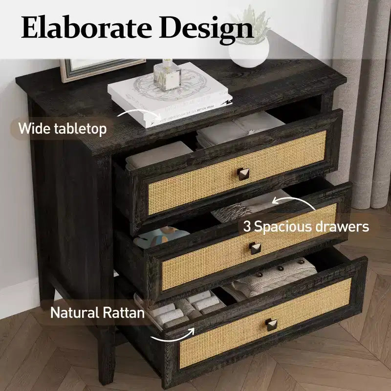 Coiffeuse en osier, table de chevet