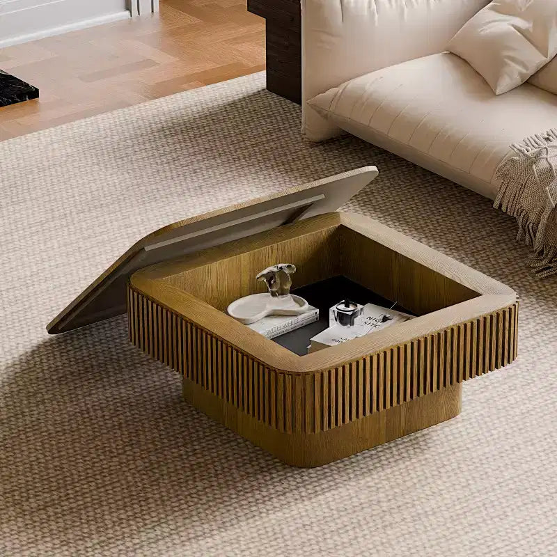 Table basse carrée avec fonction de rangement
