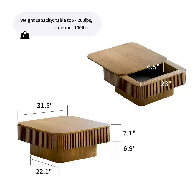Table basse carrée avec fonction de rangement