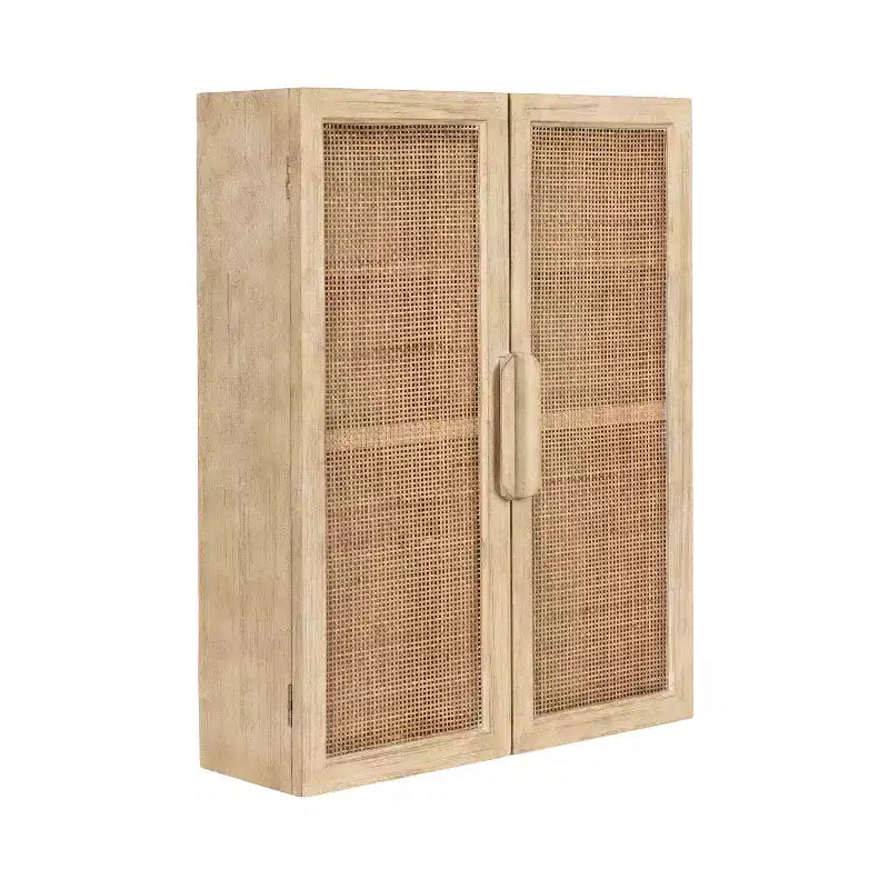 Kate and Laurel Ori Rattan 2-Door Wall Cabinet 22x28 Natural