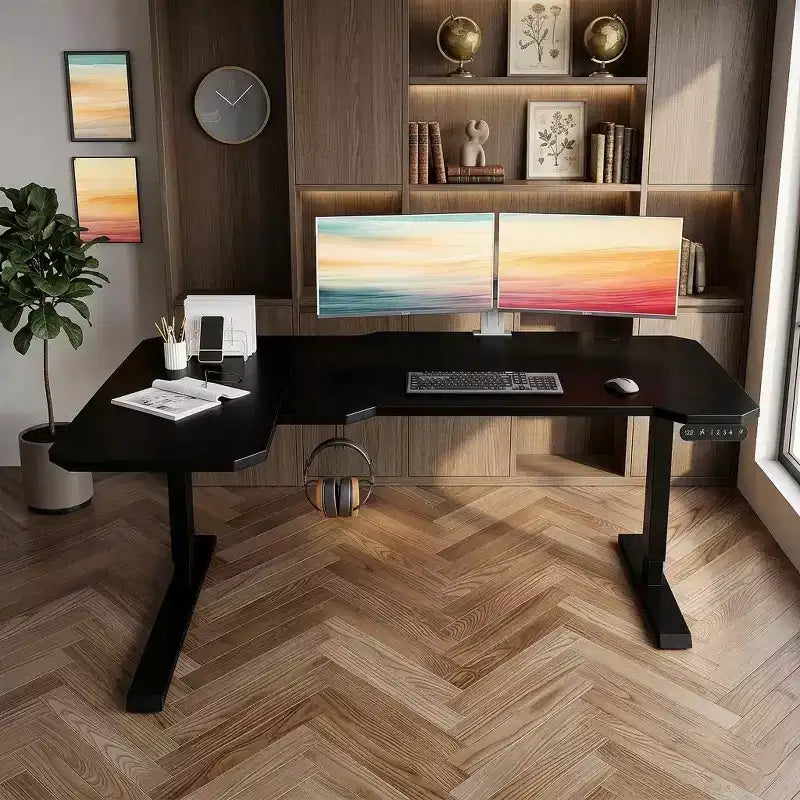 Bureau électrique réglable en L