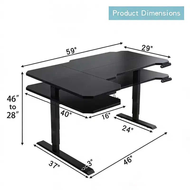 Bureau électrique réglable en L