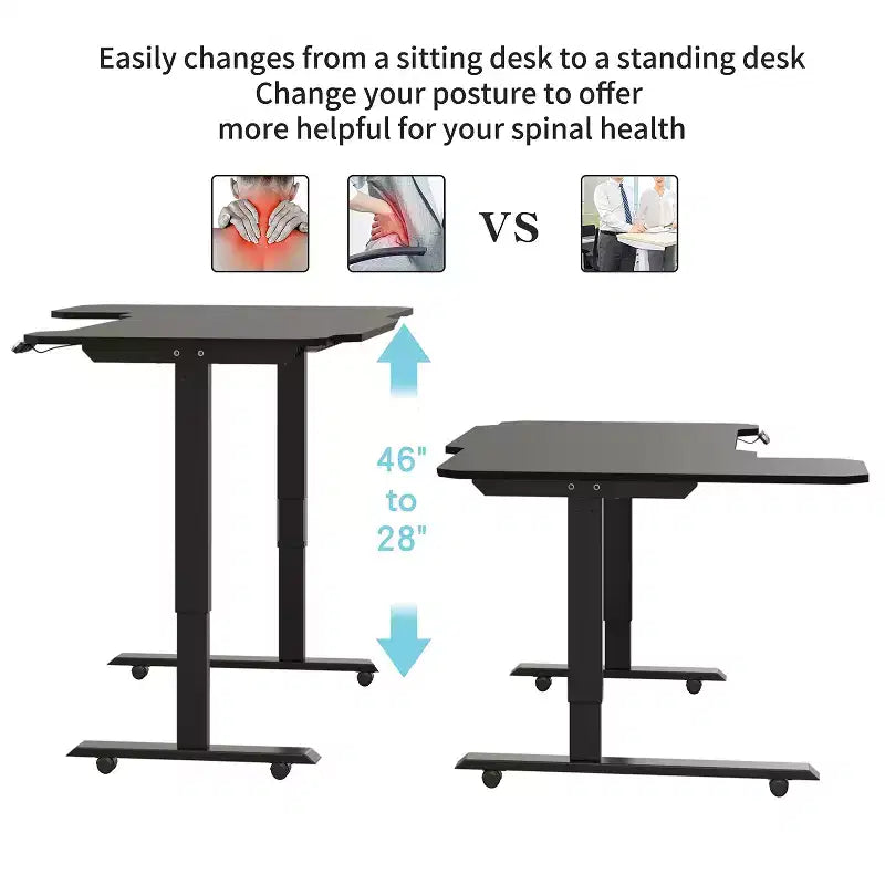 Bureau électrique réglable en L