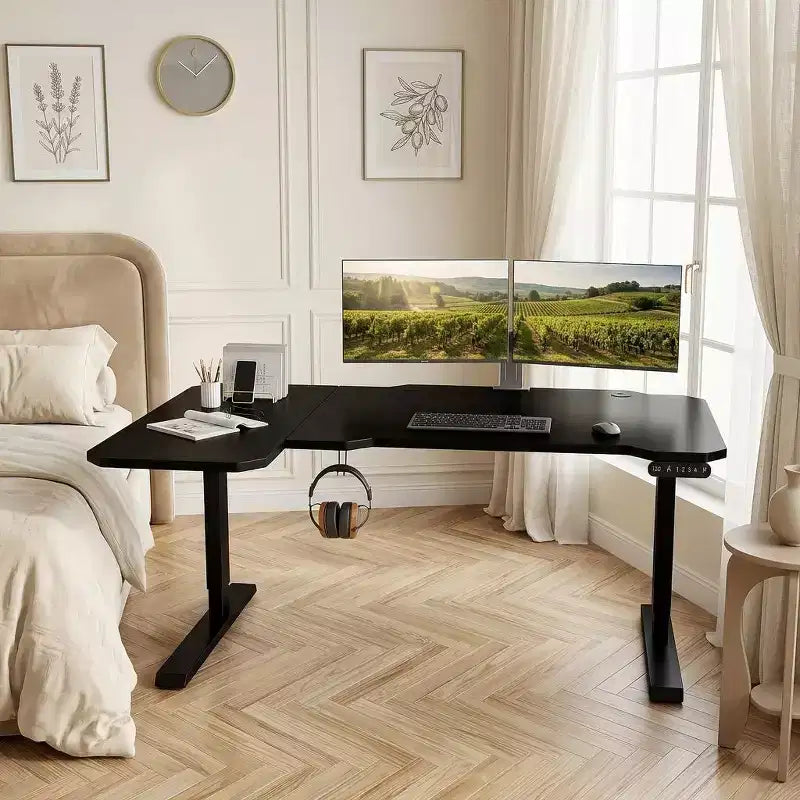 Bureau électrique réglable en L