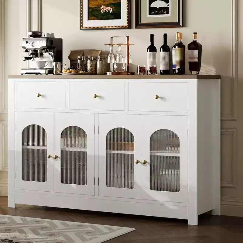 Meuble de rangement moderne à portes vitrées blanches