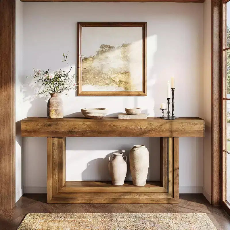 Table d'entrée double plateau avec piètement en U