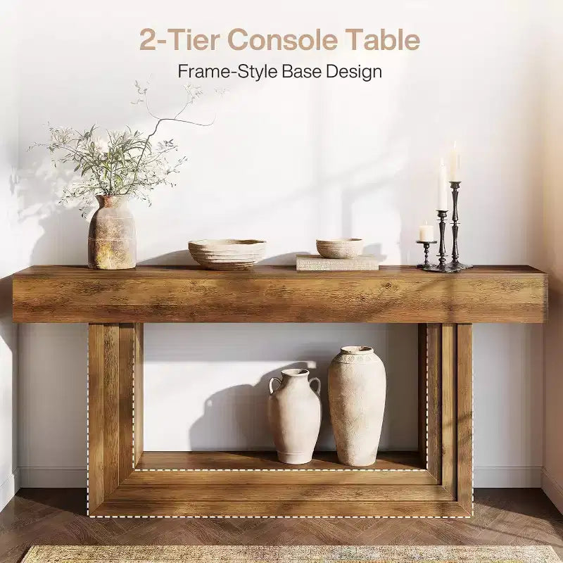 Table d'entrée double plateau avec piètement en U