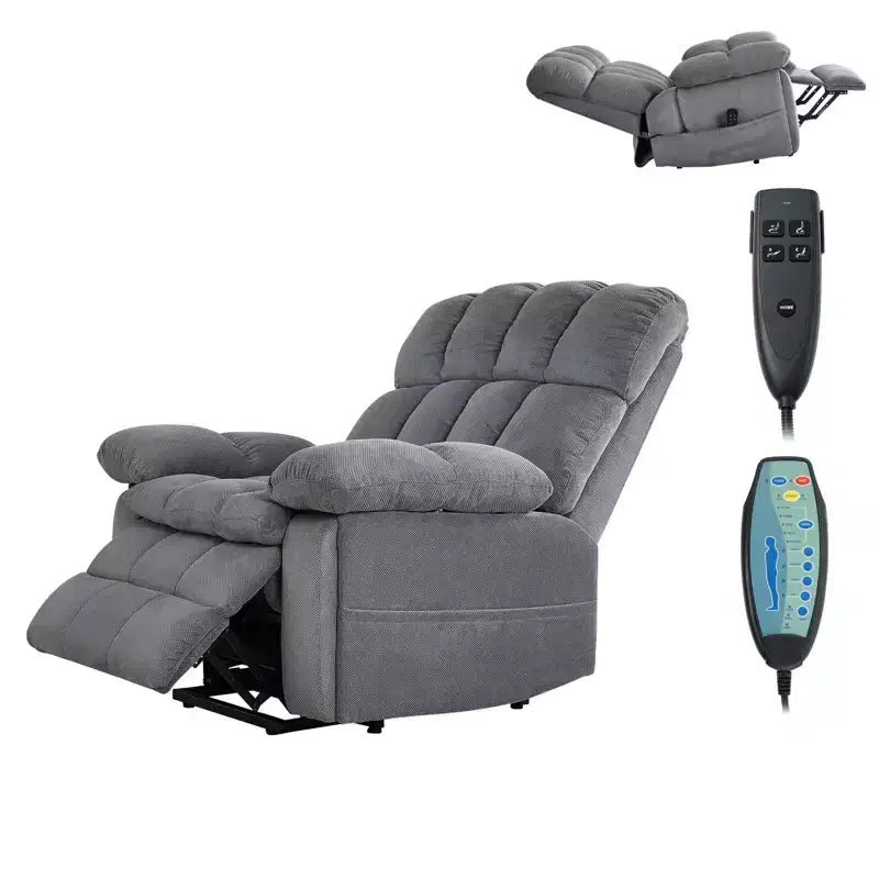 VEVOR Power Lift Recliner Chair Dual Motor Oversized Electric Lift Chair with Heat and Massage Infinite Position Adjustment Light Gray