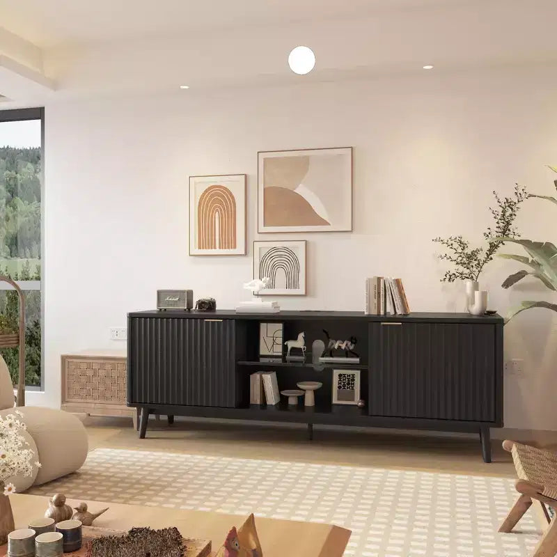 Modern 63 Black TV Stand Entertainment Center with Adjustable Shelf TV Console Table Easy Assembly for Living Room Bedroom