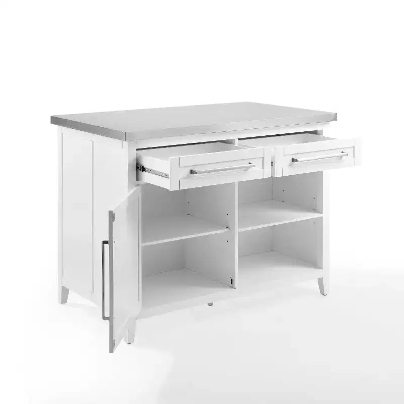 Îlot de cuisine avec portes et étagères