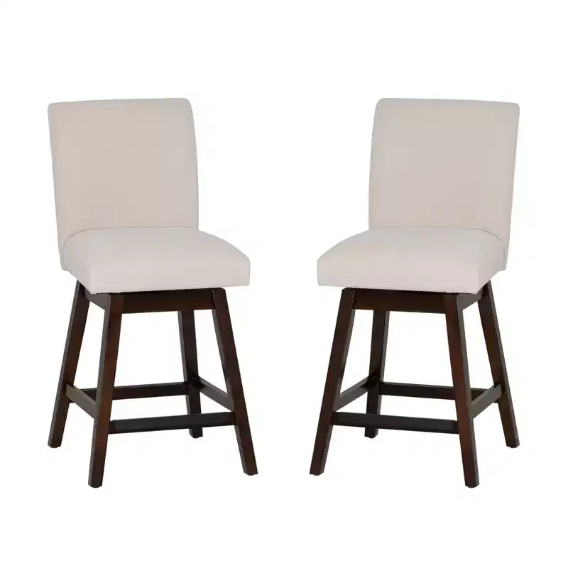 Linon Set of 2 Cyrus Swivel Counter Height Barstools Natural