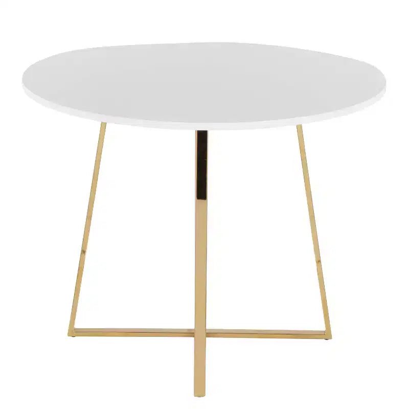Table à manger, doré/blanc