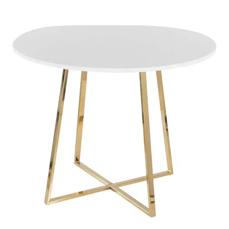 Table à manger, doré/blanc