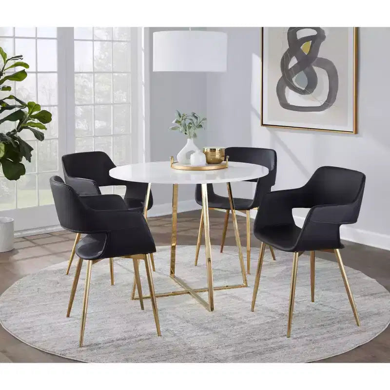 Table à manger, doré/blanc