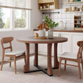 Table à manger ronde à cadre croisé rustique en noyer